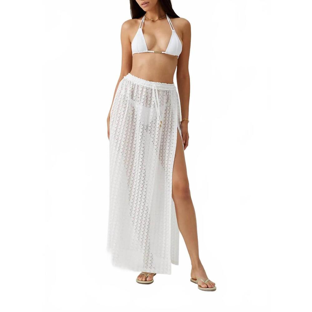 NEW MELISSA ODABASH mendi semi-sheer long skirt in white